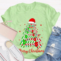 Festive Merry Tree Graphic Tee, Christmas Candy Tree T-Shirt, Holiday Candy Cane Christmas Shirt, Adorable Winter Apparel, Christmas Present