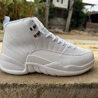 High Top Sneakers, White Colorway, Lace Up Design, Casual Gift for Sneaker Fans