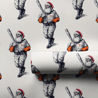 Vintage Baseball Gift Wrap, Baseball Santa Christmas Wrapping Paper, Retro Sporty Holiday Wrapping Paper, Baseball Fan Gift Wrapping Paper