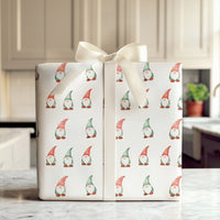 Red Green Holiday Gift Wrap, Watercolor Christmas Gnome Wrapping Paper, Adorable Gnome Pattern Wrapping Paper, Festive Xmas Gift Wrap