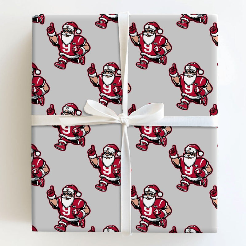 Number 9 Jersey Gift Wrap, Football Santa Wrapping Paper, Christmas Football Wrapping Paper, Holiday Santa Wrapping Paper, Sports Fan Wrap