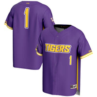 #1 LSU Tigers Lightweight Baseball Fashion Jersey - Purple