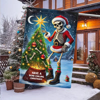 Humorous Bone Chilling Christmas Pun Yard Flag, Skeleton Santa Garden Flag, Double-Sided Spooky Xmas Lawn Flag