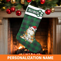 Custom Buffalo Plaid Kitty Stocking, Personalized Cat Christmas Stocking, Adorable Pet Holiday Stocking, Cat Lover Christmas Decor Present