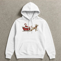Doodle Santa Sleigh Graphic Sweatshirt, Goldendoodle Christmas Hoodie, Adorable Dog Mom Holiday Pullover, Winter Dog Lover Hooded Sweatshirt