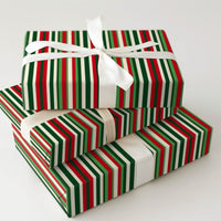 Vertical Striped Christmas Gift Wrap, Red and Green Stripe Wrapping Paper, Traditional Holiday Wrapping Paper, Festive Present Gift Wrap