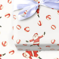 Peppermint Candy Christmas Gift Wrap, Dancing Santa Wrapping Paper, Watercolor Santa Claus Present Paper, Festive Holiday Roll