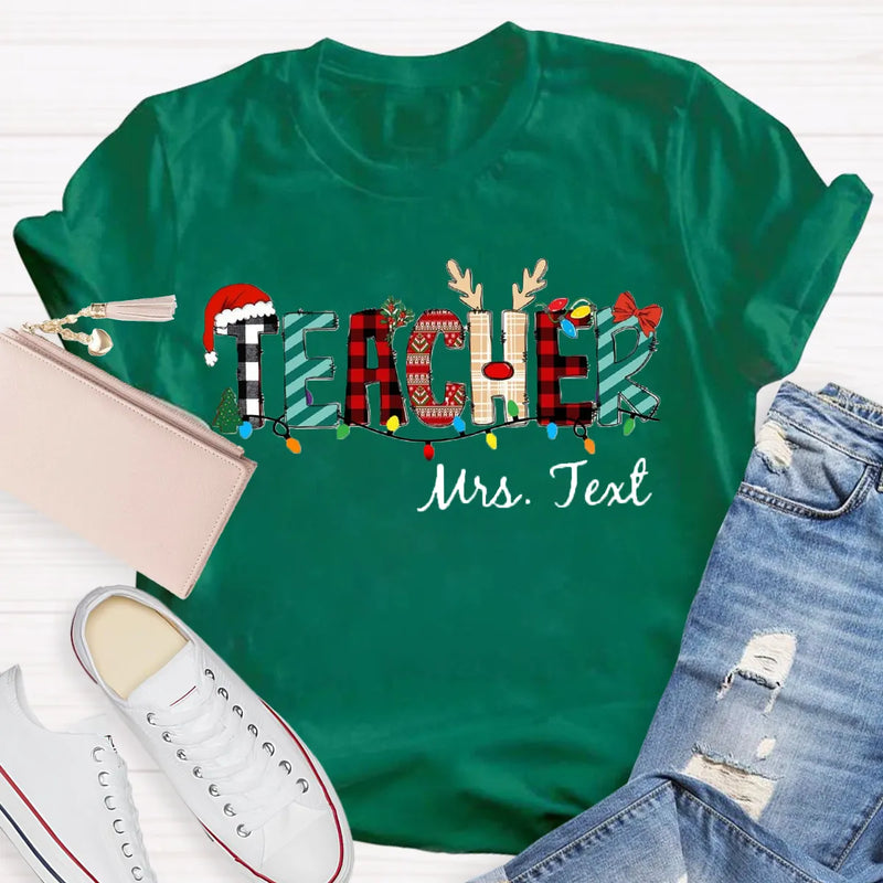 Custom Name Holiday Educator Shirt, Personalized Christmas Teacher T-Shirt, Festive Winter Graphic Tee, Christmas Teacher Present