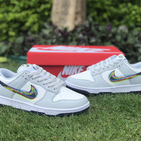 Low Top Sneakers, White Gray Colorway, Lace Up Design, Casual Gift for Sneaker Fans