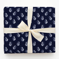 Navy Blue St Nick Holiday Gift Wrap, Vintage Santa Claus Christmas Wrapping Paper, Retro Santa Wrapping Paper Roll, Xmas Present Wrap