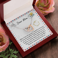 Two Tone Cubic Zirconia Heart Pendant, Mom Interlocking Hearts Necklace, Linked Hearts Mother Necklace, Christmas Birthday Present for Mom