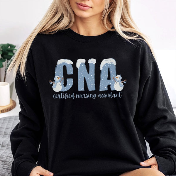 Snowman Nursing Assistant Sweatshirt, CNA Christmas Sweatshirt, Adorable Nurse Holiday Sweatshirt, Winter Certified Nursing C