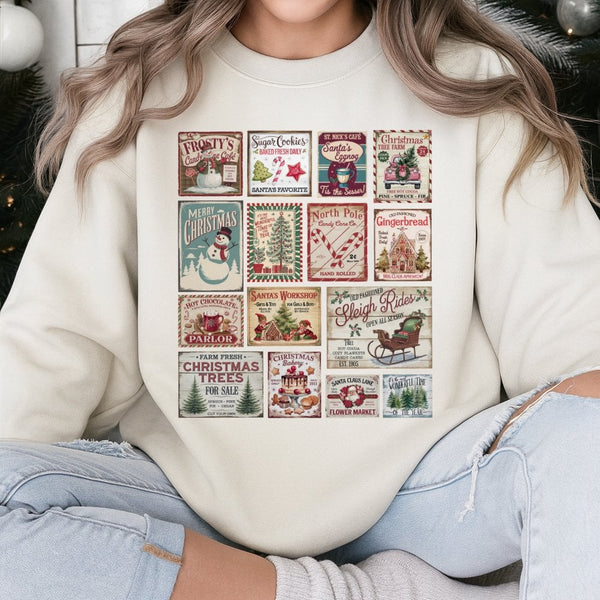 Retro Holiday Stamp Sweatshirt, Vintage Christmas Stamp Sweatshirt, Nostalgic Christmas Crewneck, Comfy Winter Sweatshirt, Fe