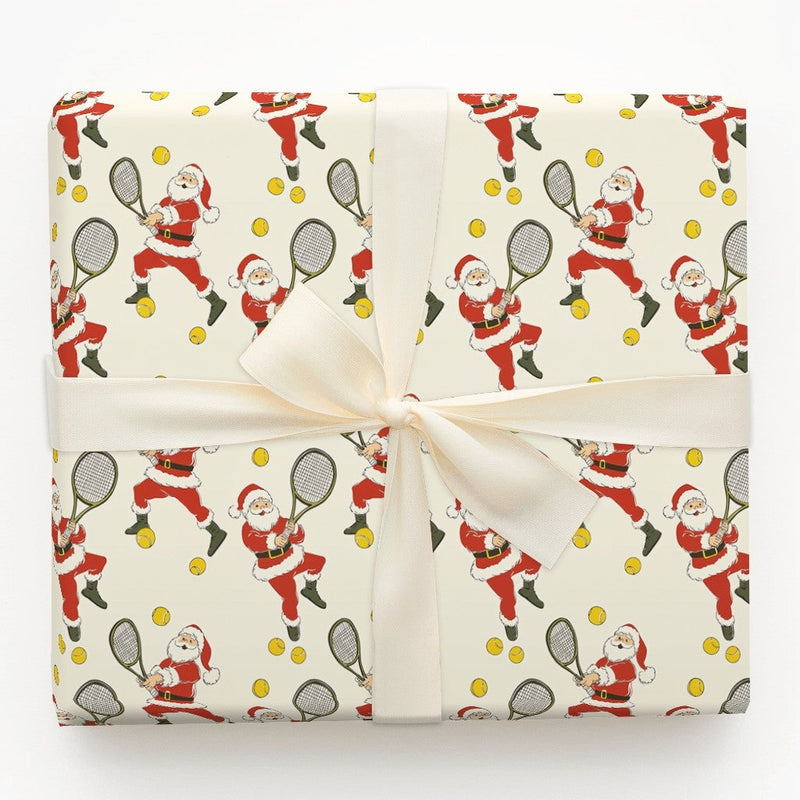 Humorous Sports Gift Wrap, Tennis Santa Wrapping Paper, Tennis Holiday Wrapping Paper, Christmas Santa Wrapping Paper, Athlete Gift Wrap