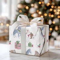 Equestrian Holiday Gift Wrap, Christmas Horse Wrapping Paper, Watercolor Pony Wrapping Paper, Festive Horse Lover Gift Wrap Roll