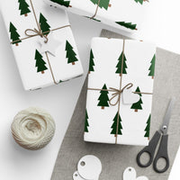 Modern Holiday Gift Wrap, Green Christmas Tree Wrapping Paper, Winter Tree Pattern Wrapping Paper, Minimalist Christmas Gift Wrapping Paper