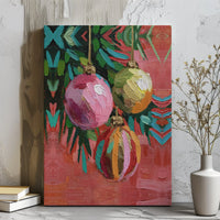 Holiday Ornament Canvas Print, Christmas Ornament Wall Art, Impressionist Christmas Canvas Art, Festive Wall Decor, Winter Season Present