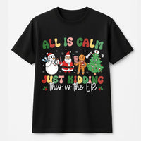 Nurse Christmas T-Shirt, All Is Calm Just Kidding ER Shirt, Humorous ER Holiday Tee, Medical Staff Xmas Graphic Shirt, ER Nurse Present