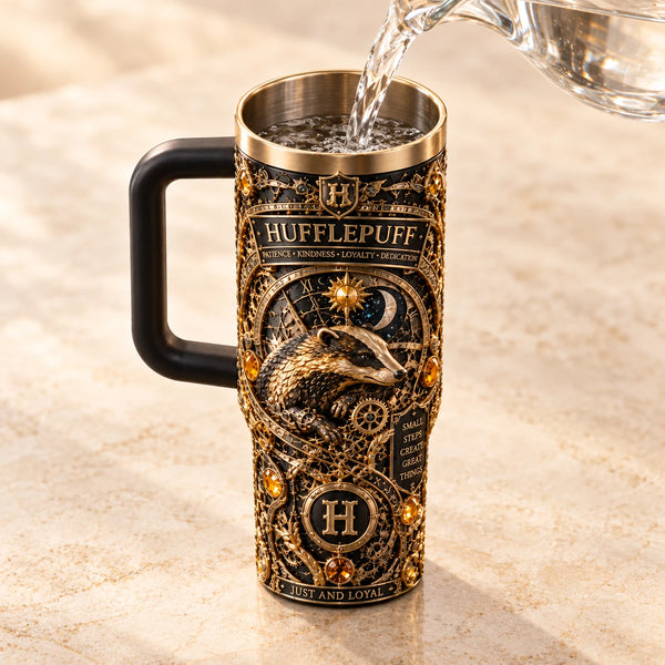 Just and Loyal - A Golden Badger in Ornate Relief - main
