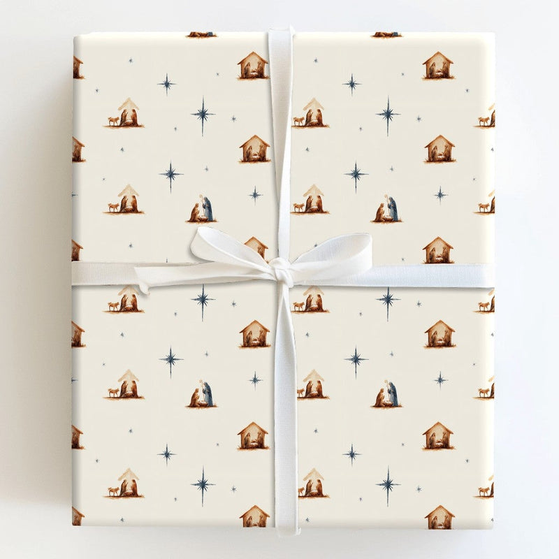 Holy Family Holiday Gift Wrap, Nativity Christmas Wrapping Paper, Watercolor Manger Wrapping Paper, Religious Christian Gift Wrapping Paper