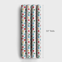 Festive Holiday Baubles Gift Wrap, Watercolor Christmas Ornament Wrapping Paper, Colorful Xmas Wrapping Paper, Winter Present Wrap