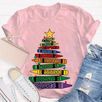 Art Teacher T-Shirt, Colored Pencils Leopard Christmas Tree Shirt, Holiday Graphic Tee, Festive Art Teacher Shirt, Christmas Present for Her