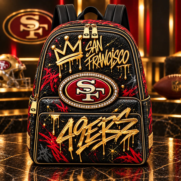 SF Gold Drip - Graffiti Crown Statement Backpack - main