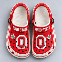 OSU Scarlet and White - Block O Buckeye Clogs