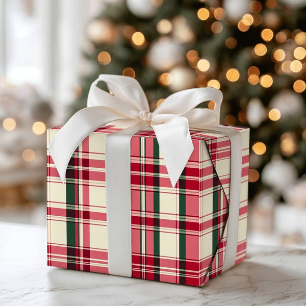 Red and Green Tartan Gift Wrap, Christmas Plaid Gift Wrapping Paper, Traditional Holiday Gift Wrapping Paper, Classic Winter 