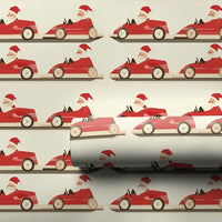 Vintage Racing Holiday Gift Wrap, Race Car Santa Wrapping Paper, Go Kart Santa Christmas Wrapping Paper, Retro Driver Wrapping Paper Roll