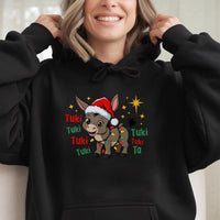 Adorable Santa Hat Burro Hoodie, Christmas Donkey Hoodie, Festive Animal Lover Hoodie, Humorous Holiday Graphic Hooded Sweatshirt Present