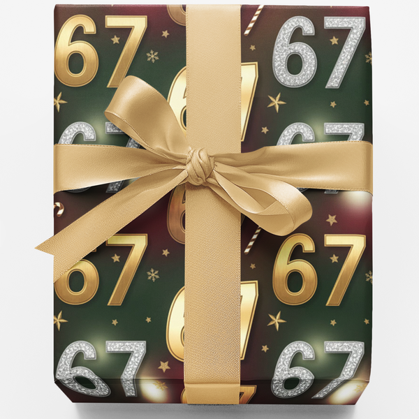 Christmas Milestone 67 Gift Wrap, 67th Birthday Wrapping Paper, Festive Number Wrapping Paper, Holiday Birthday Party Gift Wr