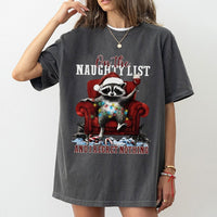 On the Naughty List and I Regret Nothing Shirt, Humorous Raccoon Christmas Shirt, Retro Holiday Animal Tee, Adorable Christmas Graphic T-Shirt