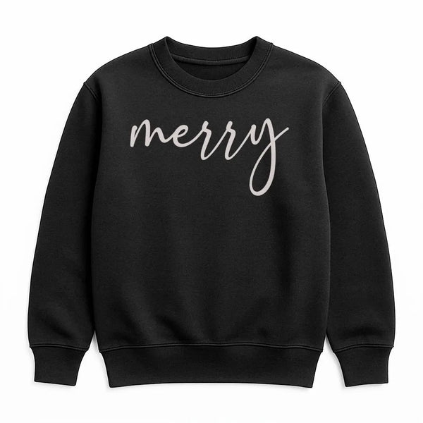 Minimalist Script Holiday Crewneck, Merry Christmas Sweatshirt, Festive Winter Aesthetic Pullover, Xmas Present for Women and