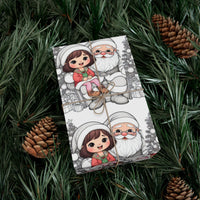 Vintage Christmas Santa Illustration Gift Wrap Roll, Girl on Santa Lap Wrapping Paper, Festive Kids Holiday Wrapping Paper