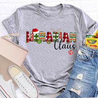 Custom Name Book Lover Holiday Shirt, Personalized Librarian Christmas T-Shirt, Festive Library Graphic Tee, Xmas Reading Present