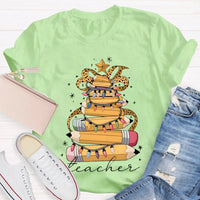 Adorable Holiday Educator Shirt, Christmas Light Pencils Teacher T-Shirt, Festive School Teacher Christmas Tee, Winter Holiday T-Shirt Present