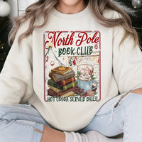 Comfy Christmas Reader Graphic Crewneck, North Pole Book Club Sweatshirt, Adorable Holiday Bookish Pullover, Xmas Book Lover Sweater Present