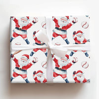 Sports Holiday Gift Wrap, Baseball Santa Christmas Wrapping Paper, Watercolor Baseball Player Wrapping Paper, Coach Christmas Gift Wrap