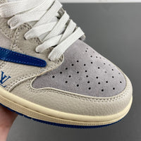 Low Top Sneakers, Royal Blue White Gray Colorway, Reverse Hook Design, Lace Up Design, Casual Gift for Sneaker Fans