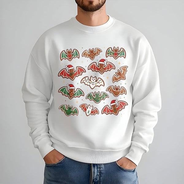 Spooky Christmas Sweatshirt, Gingerbread Bat Sweatshirt, Goth Gingerbread Bat Sweater, Creepy Adorable Holiday Crewneck, Alte