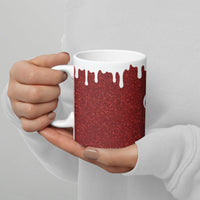 Faux Sparkle White Paint Drips Coffee Mug, Red Glitter Drip Ceramic Mug, Adorable Valentine Tea Cup, Aesthetic Christmas Holiday Present