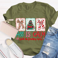 Humorous Teacher Christmas T-Shirt, All Is Calm Said No Teacher Ever Shirt, Snowflake Winter Graphic Tee, Holiday Educator T-Shirt
