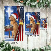 God Bless America Lawn Flag, Golden Retriever Christmas Garden Flag, Patriotic Holiday Yard Flag, Christian Cross Outdoor Flag