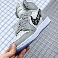 High Top Sneakers, Gray White Colorway, Lace Up Design, Casual Gift for Sneaker Fans