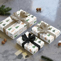 Tree Snowflake Gift Wrap, Minimalist Christmas Wrapping Paper, Modern Nordic Holiday Gift Wrapping Paper, Winter Season Paper Roll