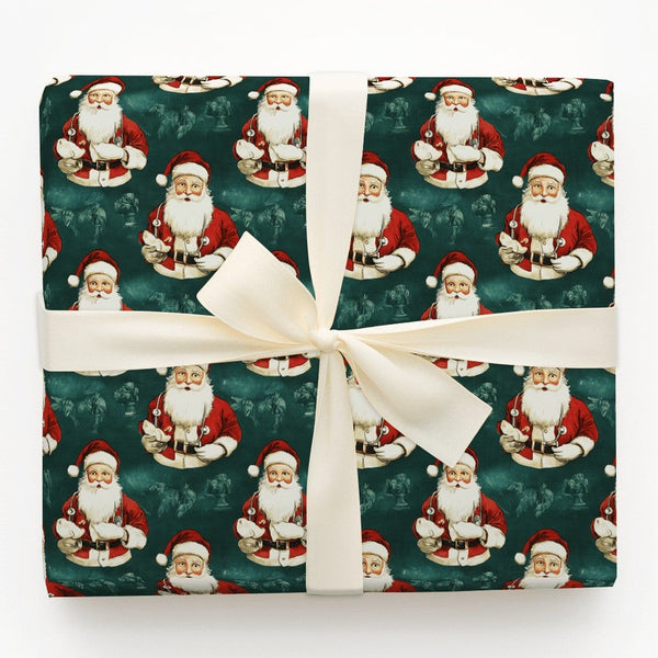 Medical Christmas Gift Wrap, Doctor Santa Wrapping Paper, Nurse Stethoscope Holiday Wrapping Paper, Healthcare Worker Wrappin