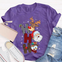 Merry Christmas Vibes Graphic Tee, Christmas Reindeer Snowman Santa Claus Shirt, Adorable Holiday Season T-Shirt, Festive Xmas Shirt