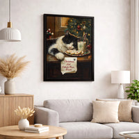 Holiday Kitten Cookies Print, Sleeping Cat Christmas Canvas, Cat Lover Christmas Wall Art, Comfy Winter Holiday Canvas, Adorable Pet Lover Present
