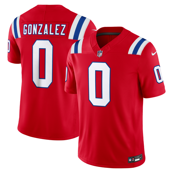 New England Patriots Christian Gonzalez Red Alternate Stitched Limited Jersey